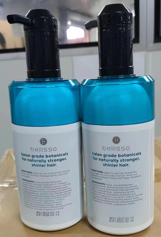 Bellisso Biotin Shampoo & Conditioner Set – Sulfate-Free, Paraben-Free, Keratin-Infused Hair Thickening & Volumizing Treatment for Men & Women (2-Pack)