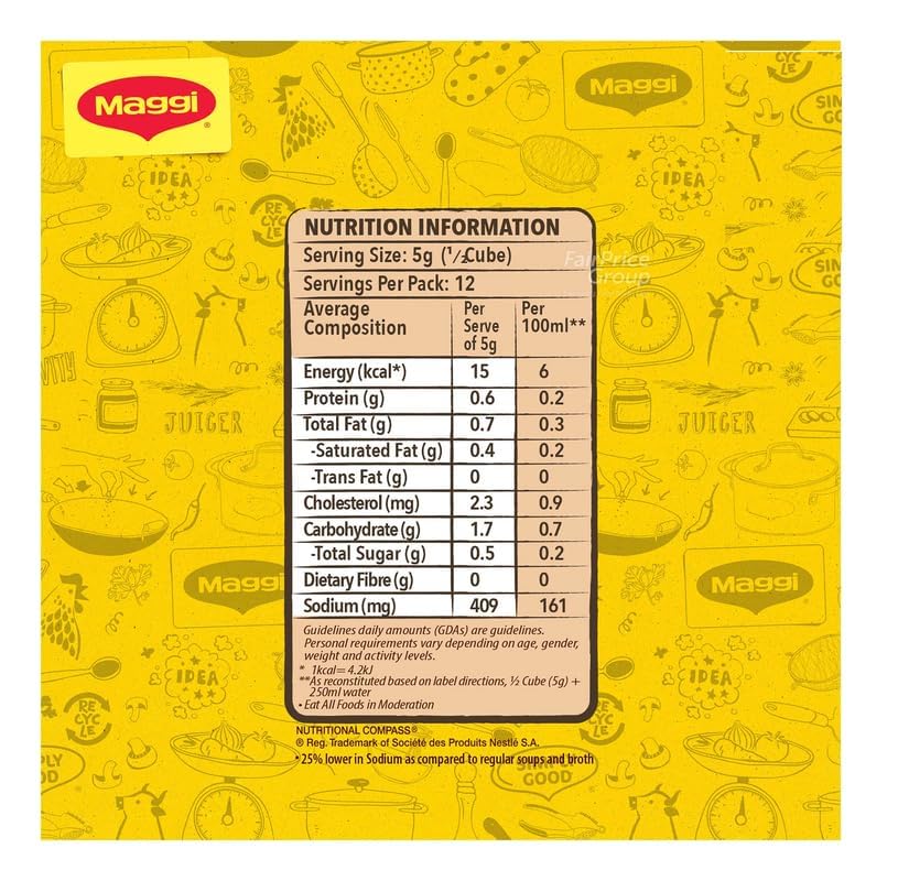Maggi Vegetable Stock Cubes – Rich Flavor Boost for Soups, Stews & Dishes (8 Cubes × 18g, Imported)