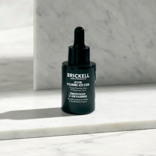 Brickell Men’s Anti-Aging Hyaluronic Acid Serum with Peptides | Natural & Organic Collagen Booster for Firm, Youthful Skin – Unscented (1 oz)
