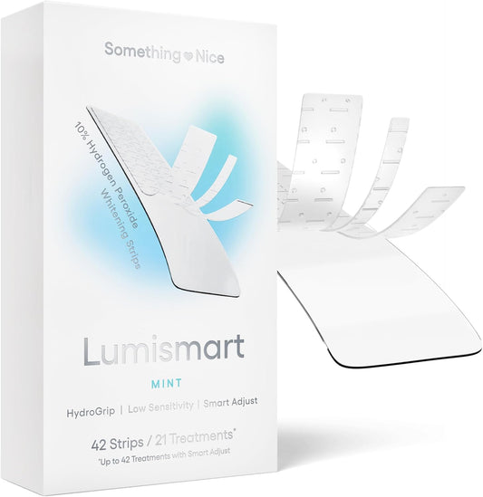 Something Nice Lumismart Whitening Strips – Dentist-Designed, Enamel-Safe, 42 Sensitive Teeth Whitening Treatments with Smart Adjust Technology – Mint Flavor