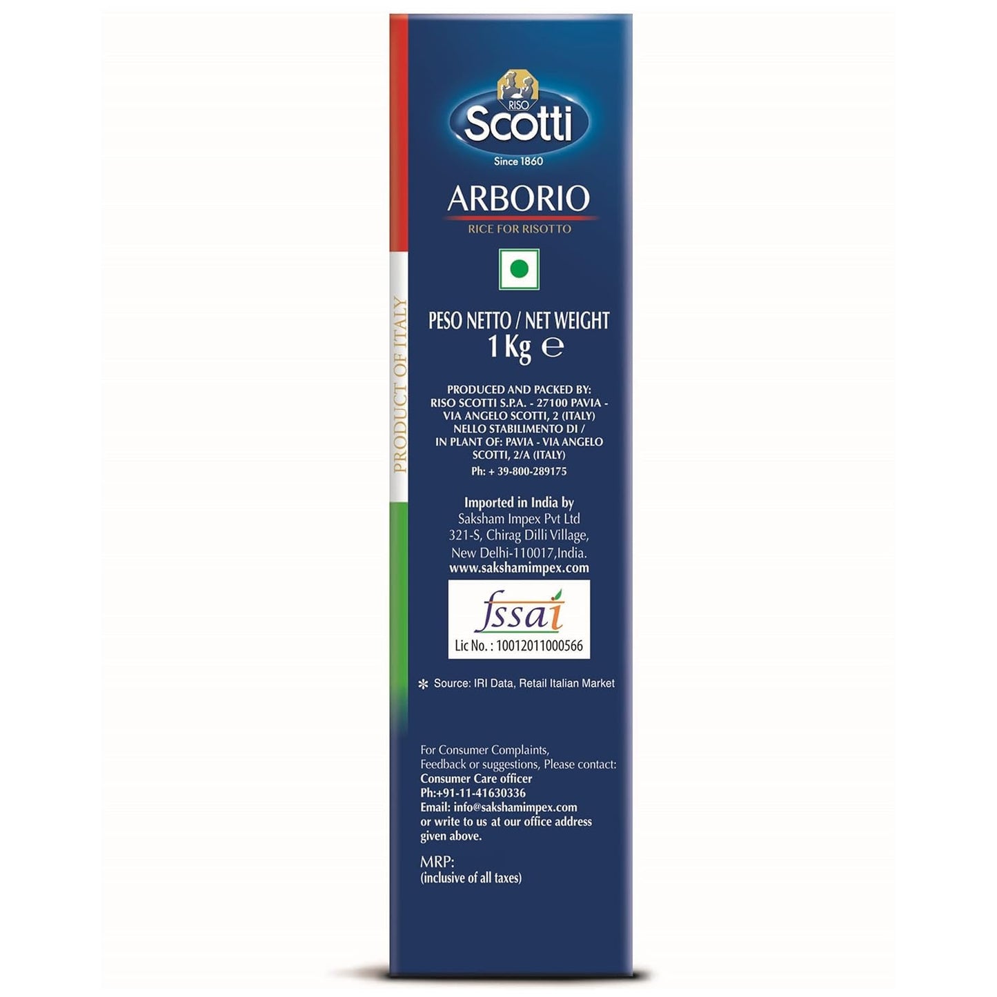 Riso Scotti Arborio Rice for Risotto, Product of Italy, Vacuum Packed, 35.2 oz ℮ 2.2 lb ℮ 1 kg