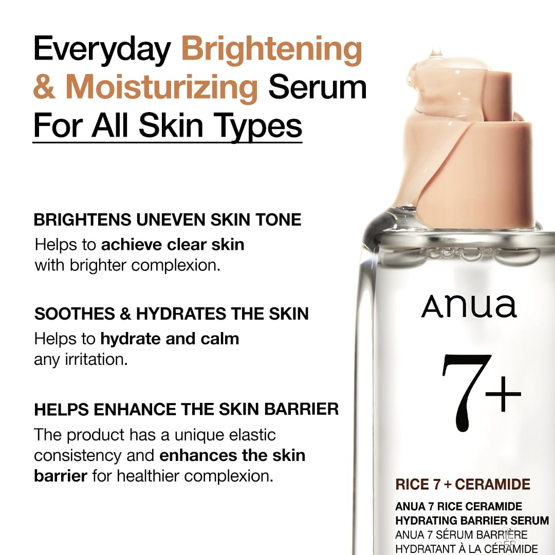 Anua Rice Ceramide 7 Hydrating Barrier Serum | Brightening & Moisture Boost for Glass Skin – 50ml