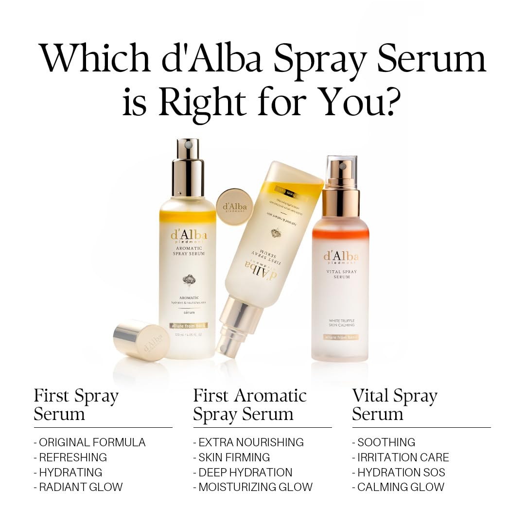 d’alba Italian White Truffle Vital Spray Serum – Hydrating, Calming & Glow-Boosting Facial Mist | Vegan Korean Skincare, Multi-Use Toner & Setting Spray