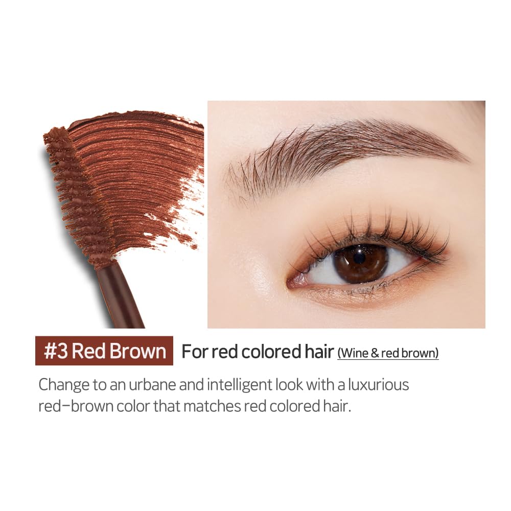 ETUDE Color My Brows – Natural 3D Brow Mascara with Beeswax & Carnauba Wax | Long-Lasting, Moisturizing, Smudge-Free Eyebrow Tint (Rich Brown)