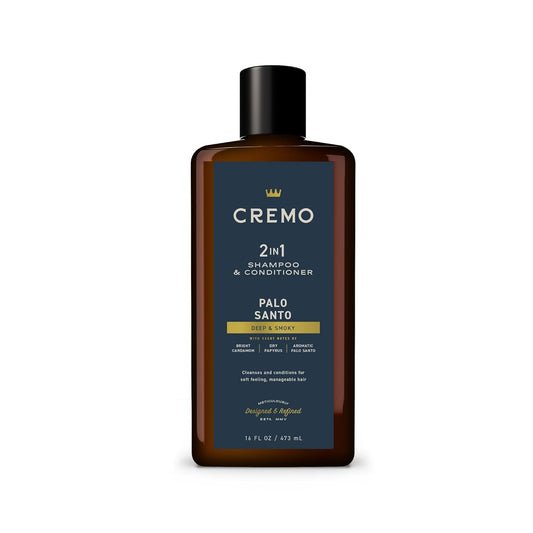Cremo Palo Santo 2-in-1 Shampoo & Conditioner – Barber Grade Hydrating Cleanse with Cardamom, Papyrus & Palo Santo – 16 fl oz