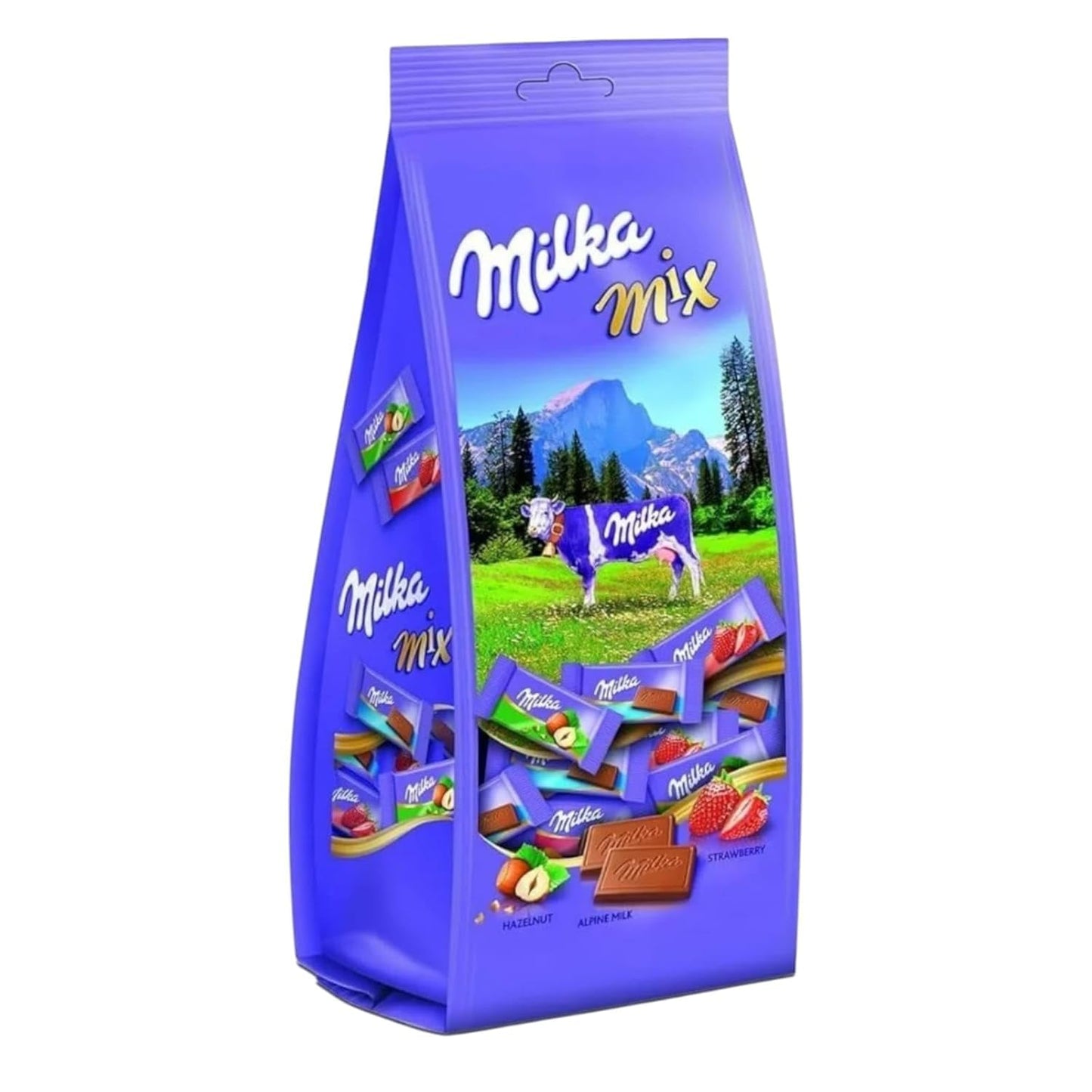 Milka Assorted Mini Mix Bag – 51pcs Milk, Strawberry & Hazelnut Chocolates 250g (Imported)
