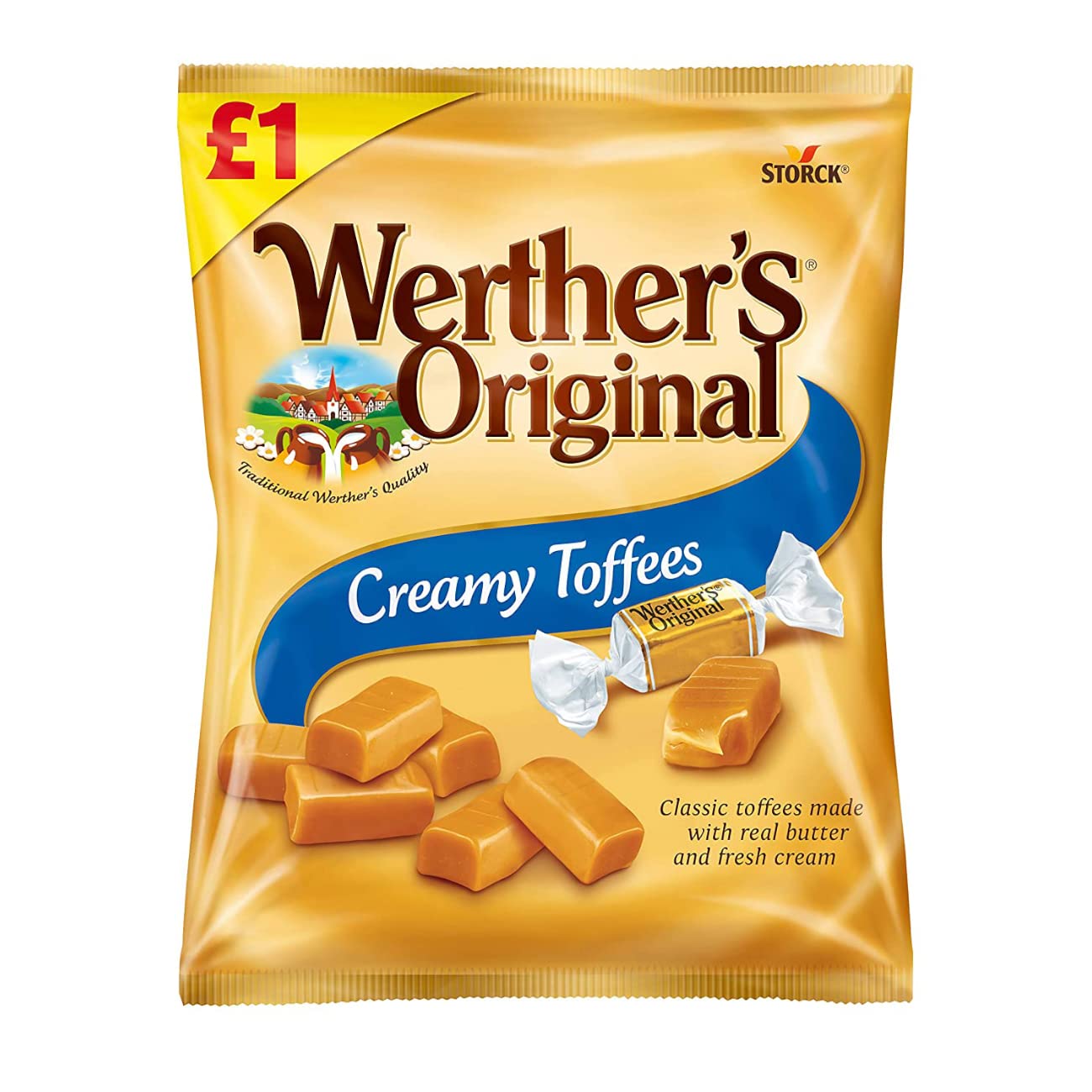 Werther’s Original Creamy Toffees 110g – Classic Caramel Toffee Candy (Imported)