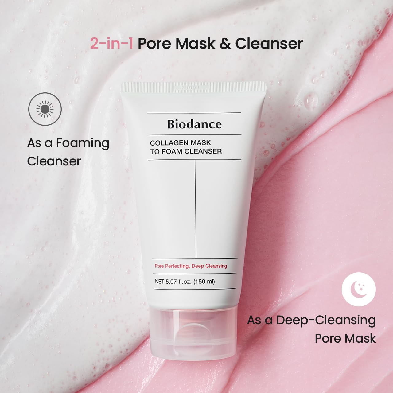 BIODANCE Collagen Mask to Foam Cleanser – 2-in-1 Pore Care & Hydrating Face Wash | Korean Skincare for Sensitive & Oily Skin, 5.07 fl. oz (150 ml)