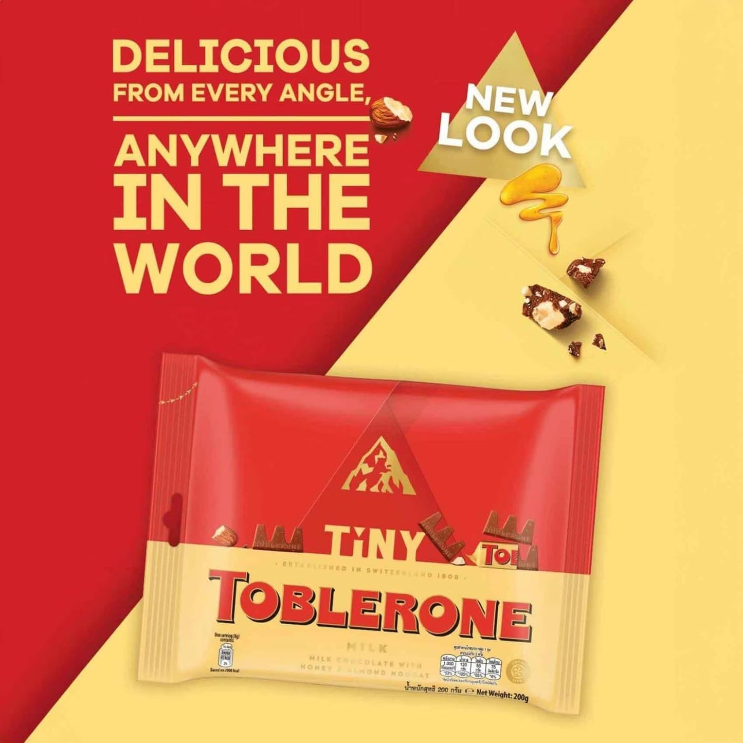 Toblerone Tiny Swiss Milk Chocolate – Honey & Almond Nougat Bites | 200g Individually Wrapped (Imported from Switzerland)
