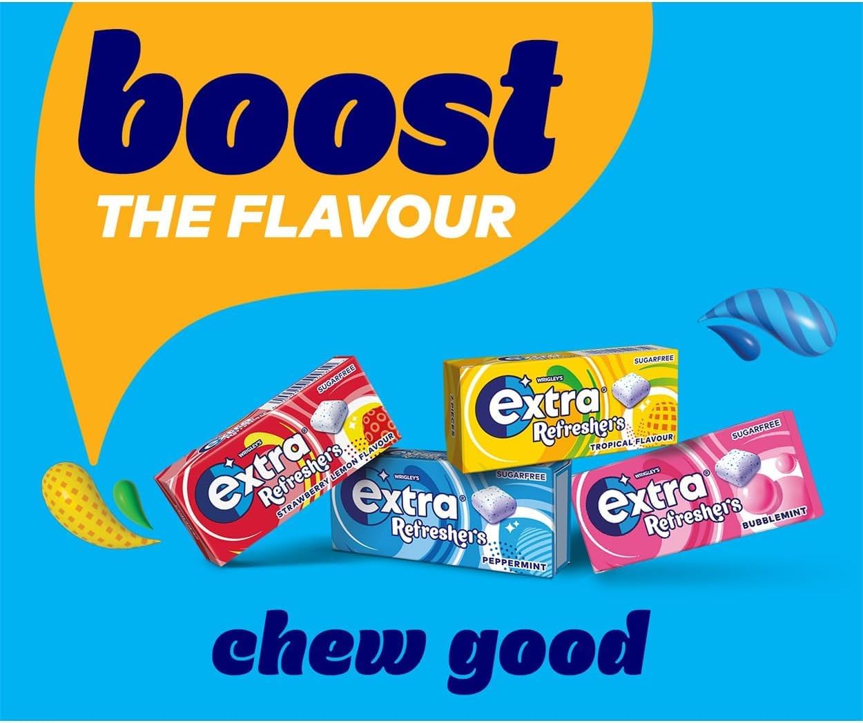 Wrigleys Extra Sugar-Free Tropical Chewing Gum – 30 Pieces, Soft & Juicy Centre, Long-Lasting Freshness (Imported, 67g)