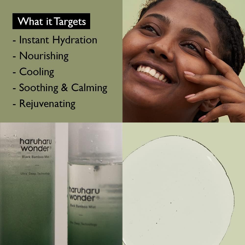 Haruharu Wonder Black Bamboo Mist – Hydrating & Firming Face Spray with Black Rice & Ginseng for Radiant, Smooth Skin – Vegan Korean Skincare – 2.7 fl oz