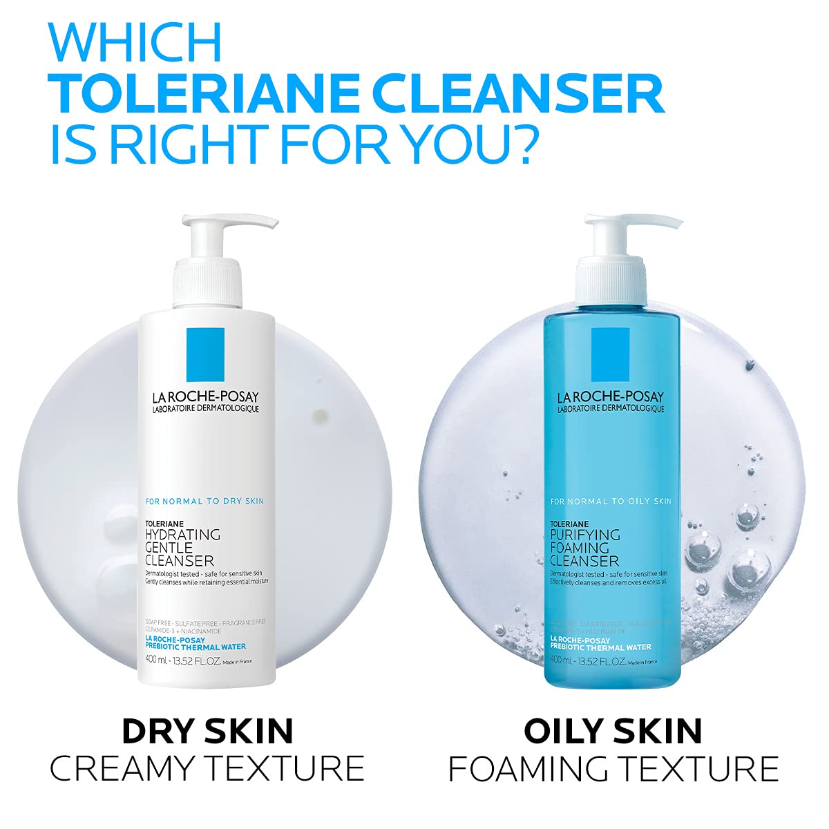 La Roche-Posay Toleriane Purifying Foaming Facial Cleanser – Oil-Free Face Wash with Niacinamide & Ceramides for Sensitive Skin, 400ml