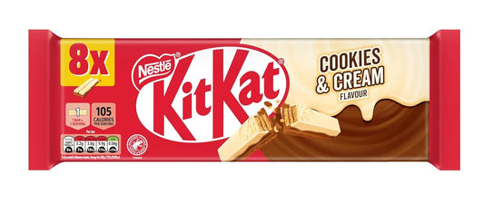 Nestlé KitKat Cookies & Cream Bars – 8 Crunchy Wafer Fingers (20.7g Each) | Imported UK Edition, Individually Wrapped Treats