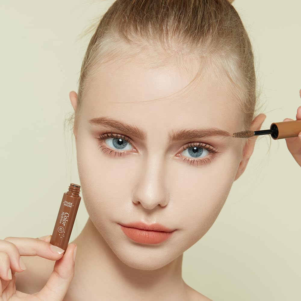 ETUDE Color My Brows – Natural 3D Brow Mascara with Beeswax & Carnauba Wax | Long-Lasting, Moisturizing, Smudge-Free Eyebrow Tint (Rich Brown)