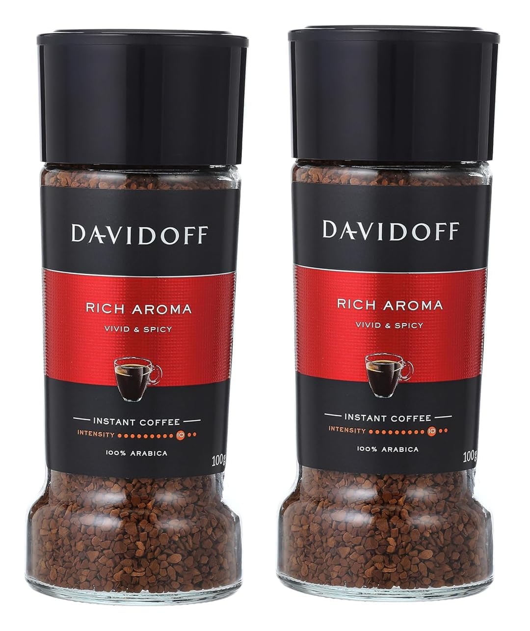 Davidoff Rich Aroma Instant Coffee – 100% Arabica, Vivid & Spicy, Pack of 2 (100g Each, Germany)