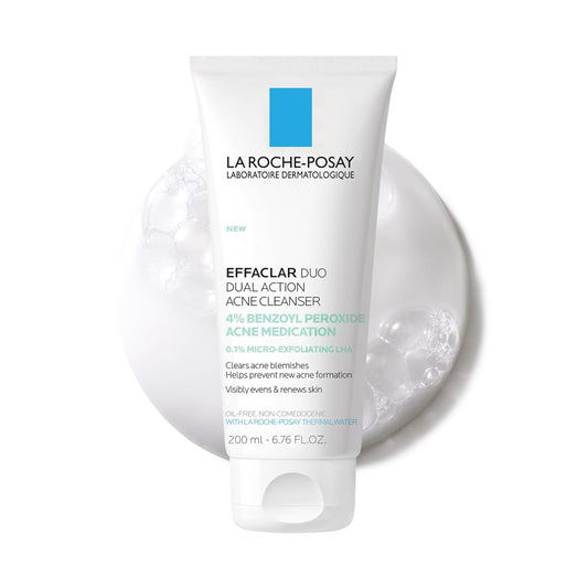 La Roche-Posay Effaclar Dual Acne Face Wash with 4% Benzoyl Peroxide & LHA, 6.76oz