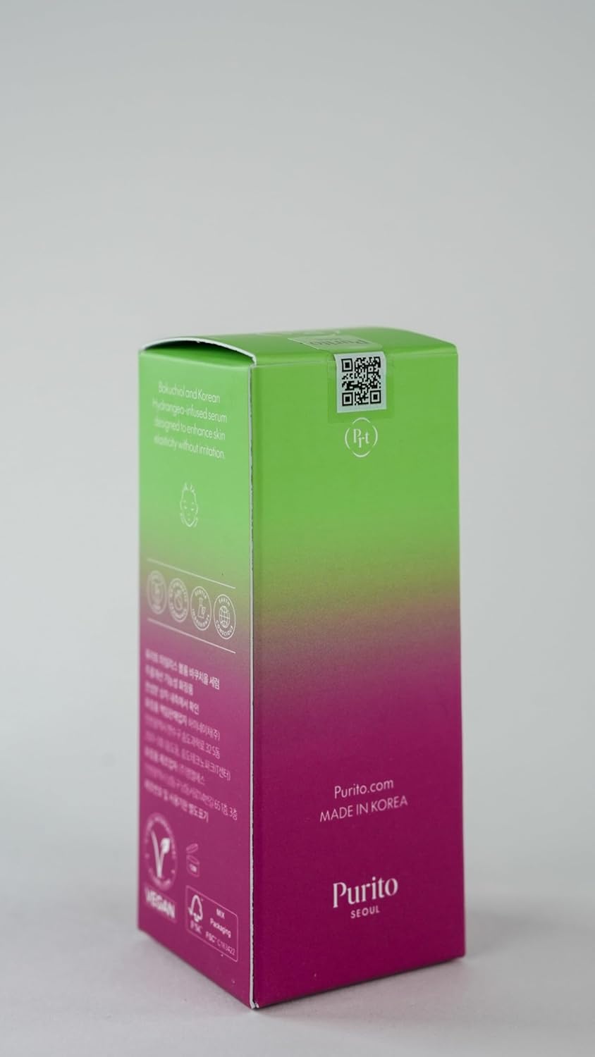 PURITO Seoul Timeless Bloom Bakuchiol Serum | Anti-Aging, Fine Line & Wrinkle Care | Korean Hydrangea, Sensitive Skin-Friendly, 30ml