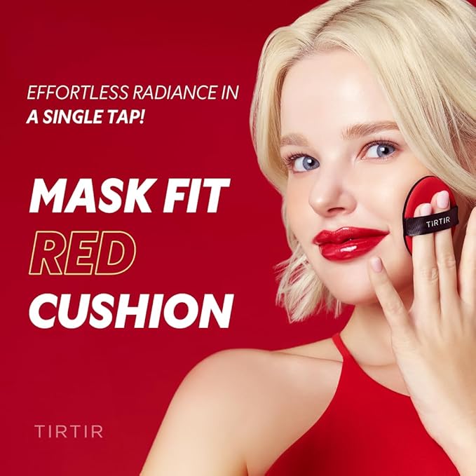 TIRTIR Mask Fit Red Cushion Foundation – Korean Full Coverage Lightweight Cushion with Satin Glow & 72-Hour Long Wear (#23N Sand, 0.63 fl.oz)