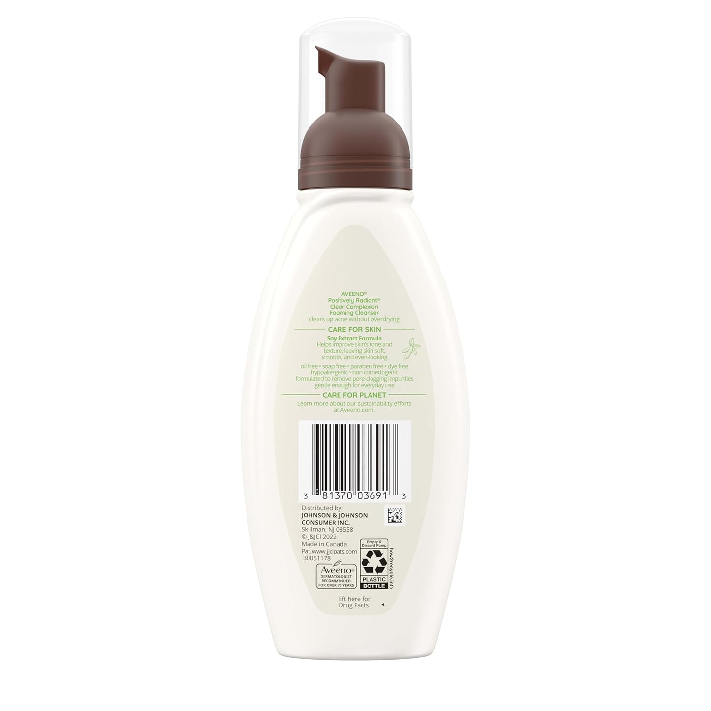 Aveeno Clear Complexion Foaming Facial Cleanser with Soy Extract & Salicylic Acid – Oil-Free Acne Face Wash for Breakout-Prone Skin, Sulfate-Free, Hypoallergenic (6 fl oz)