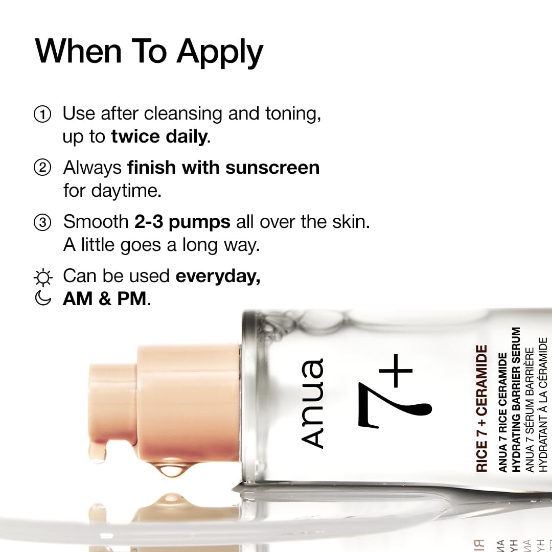 Anua Rice Ceramide 7 Hydrating Barrier Serum | Brightening & Moisture Boost for Glass Skin – 50ml