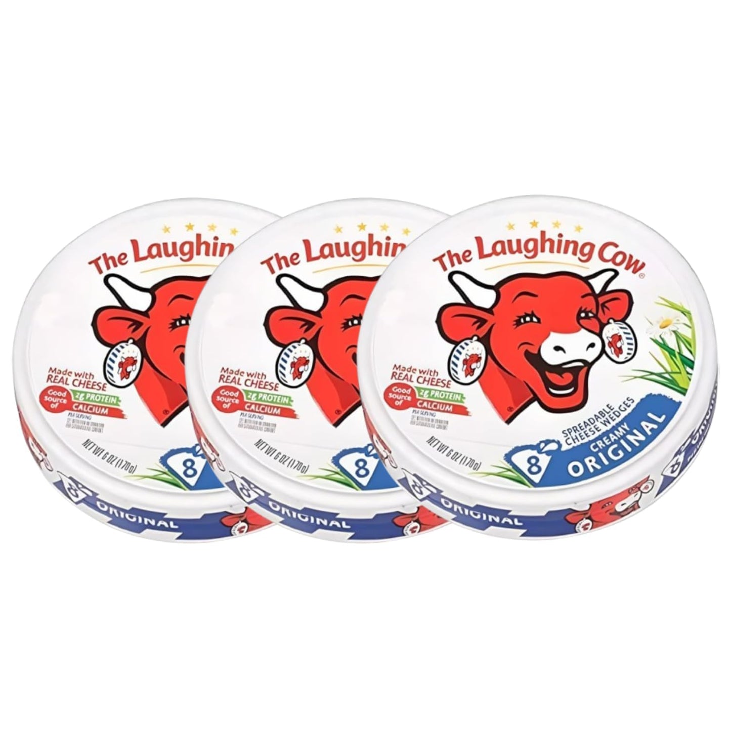 The Laughing Cow Original Creamy Cheese Triangles | Rich Taste with 5 Essential Vitamins, Minerals & Protein | Pack of 3 x 120g (Imported, Vegetarian)