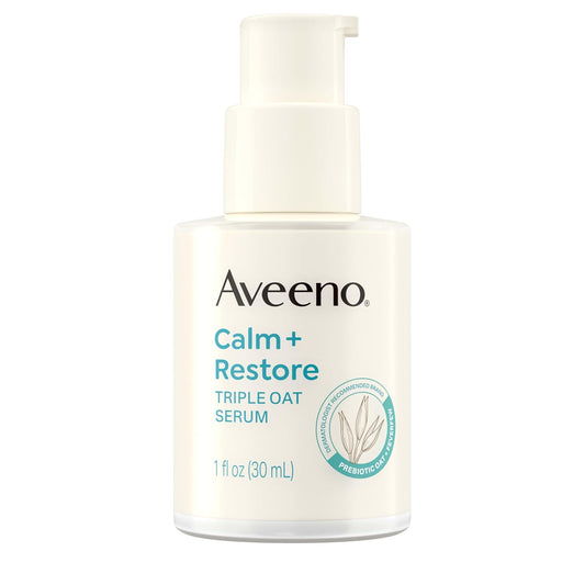 Aveeno Calm + Restore Triple Oat Hydrating Face Serum – Lightweight, Fragrance-Free Serum for Sensitive Skin, 1 fl oz
