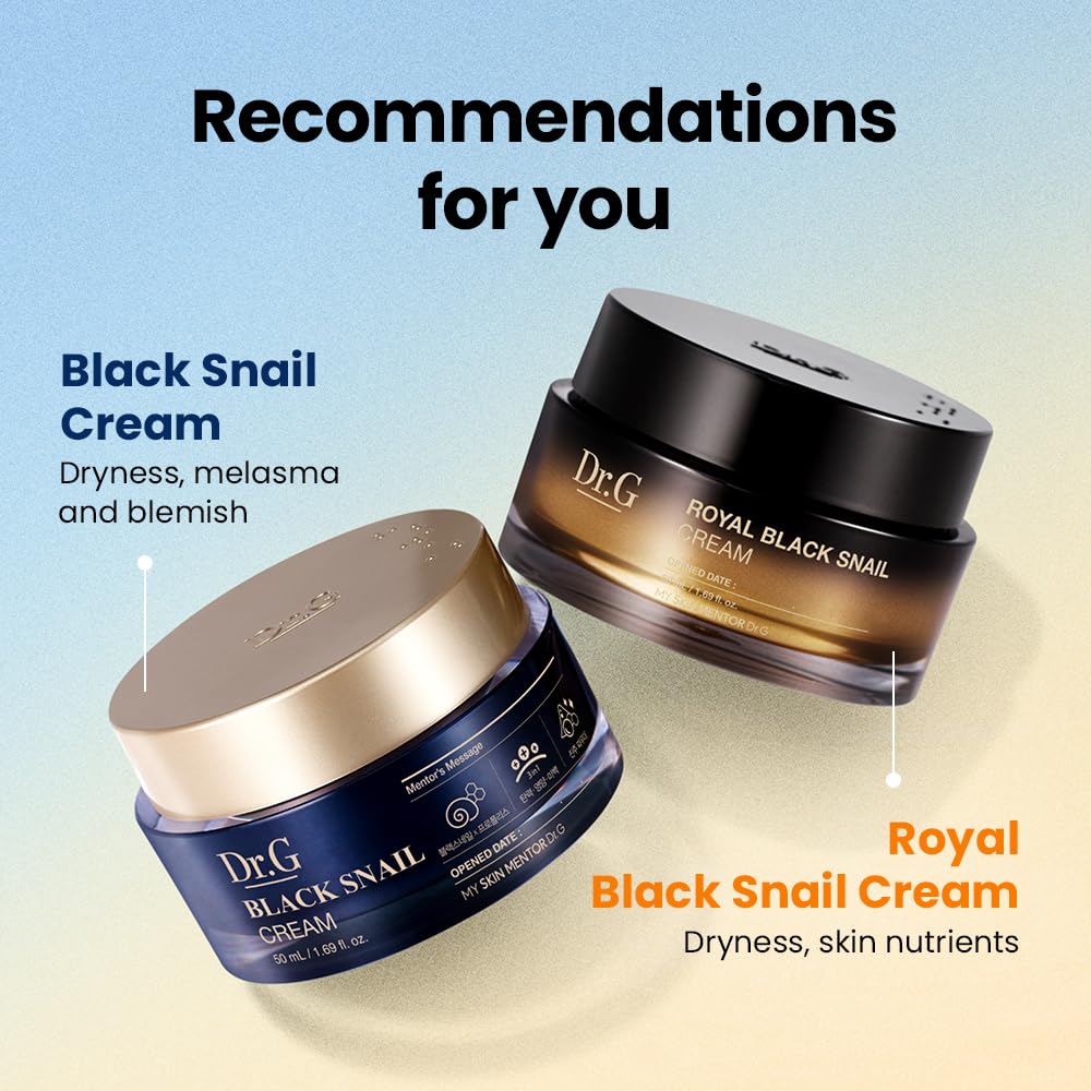 Dr. G Royal Black Snail Cream 50ml – Snail Mucin Moisturizer for Elasticity, Hydration & Blemish Care