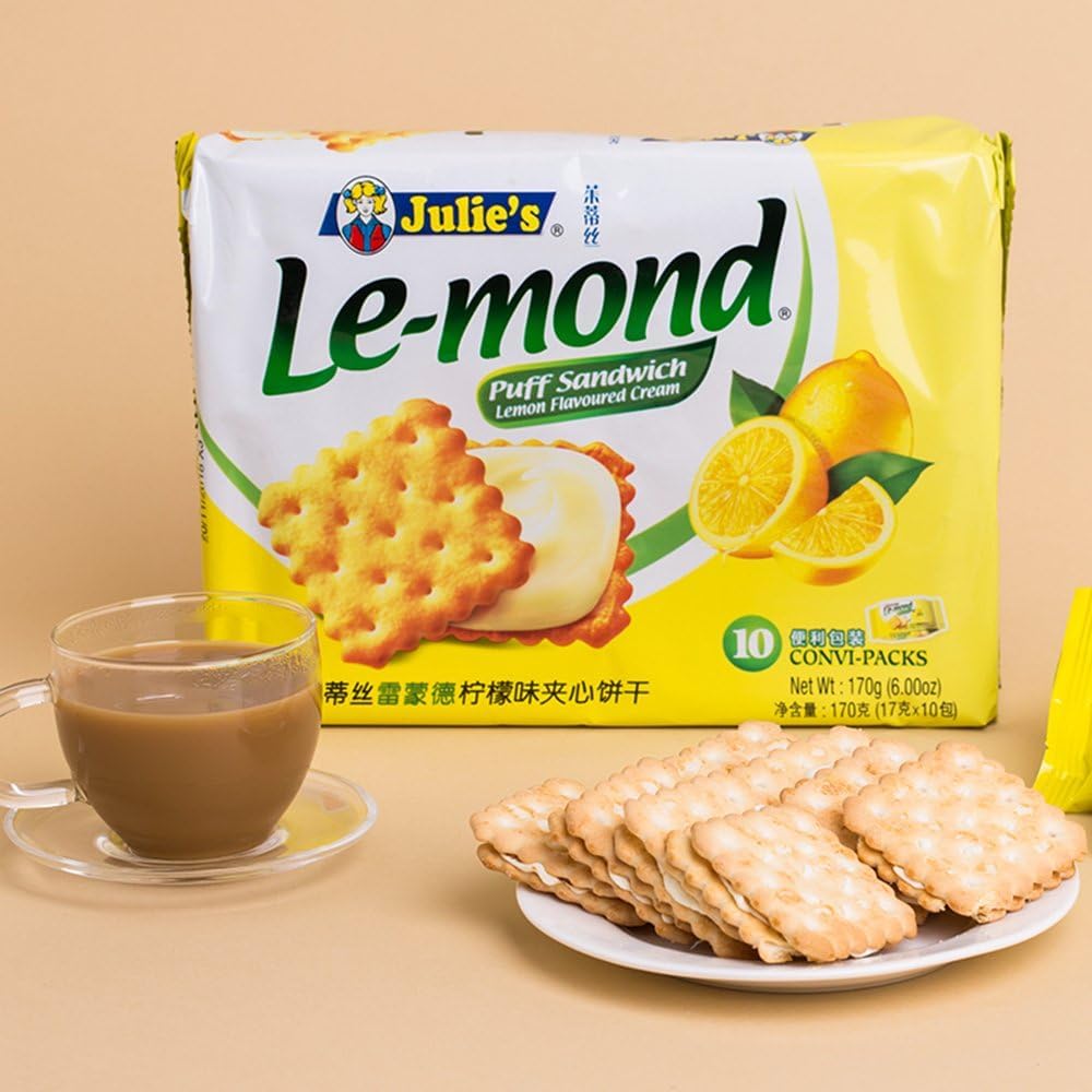 Julie's Le-mond Lemon Puff Sandwich Biscuits 170g – Imported Cream Filled Snack