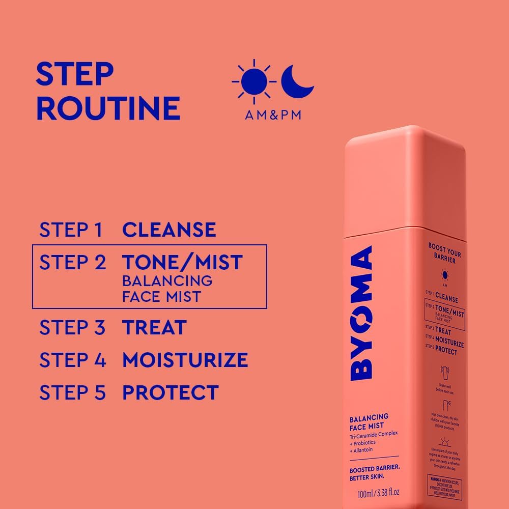 BYOMA Balancing Face Mist – pH Balanced Toner Spray with Ceramides, Probiotics & Allantoin (3.38 fl oz)