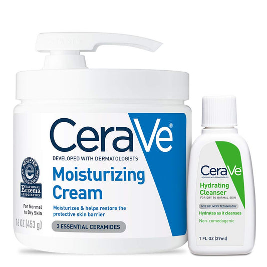 CeraVe Moisturizing Cream & Hydrating Facial Cleanser Set – Dry Skin Relief, 24-Hour Hydration, Fragrance-Free Skincare Bundle