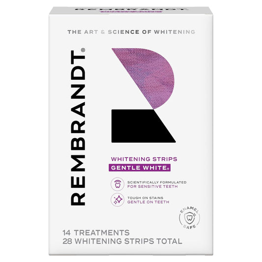 Rembrandt Gentle White Teeth Whitening Strips | 28 Strips, Enamel-Safe & Sensitive Teeth Care