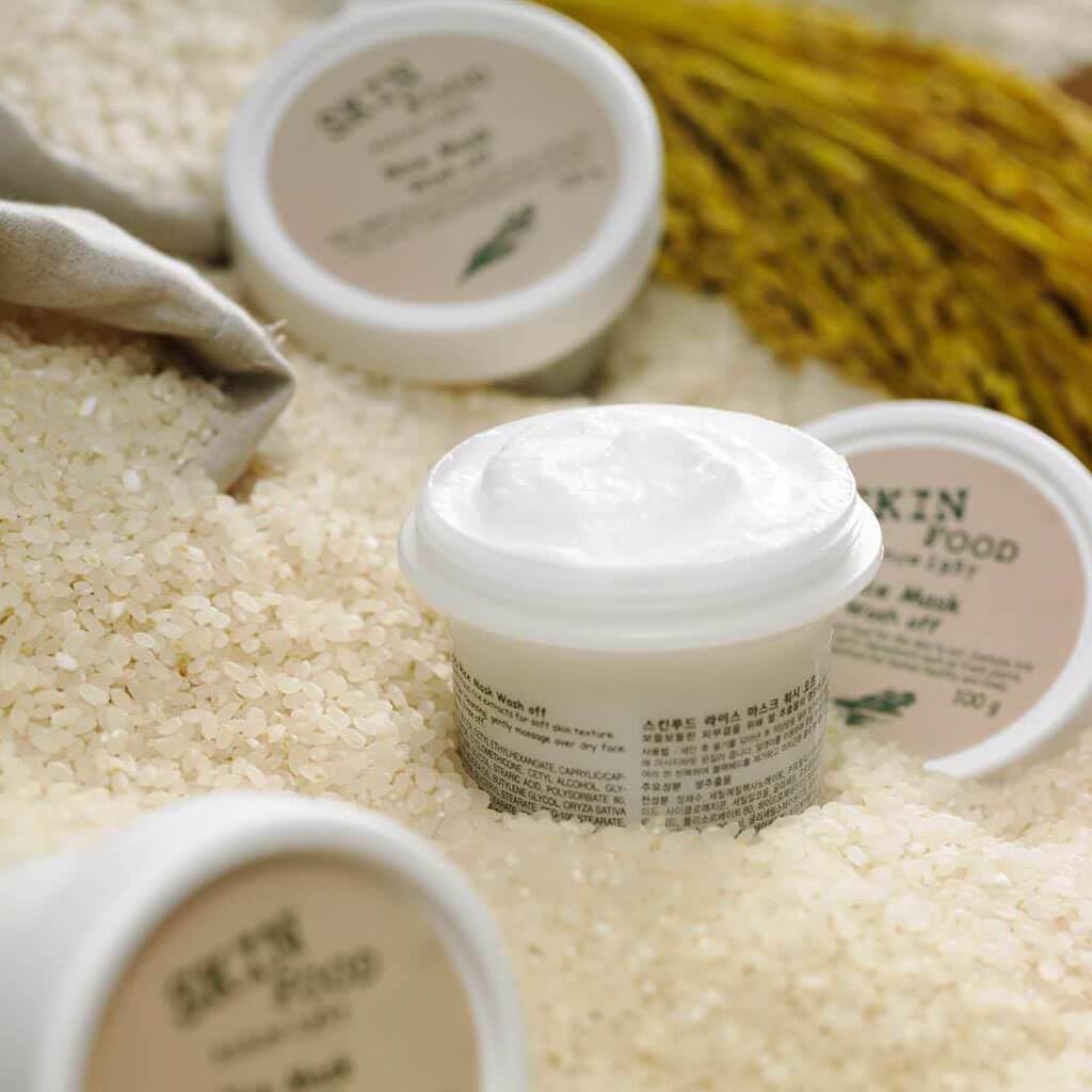 SKINFOOD Rice Mask Wash Off 120g – Brightening & Hydrating Korean Exfoliator for Smooth, Radiant Skin