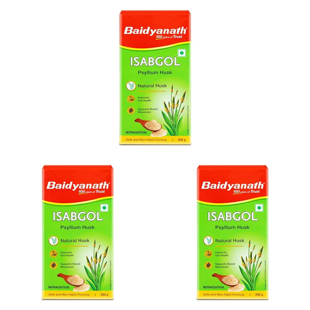 Baidyanath Isabgol (Psyllium Husk) Powder - 200 gm | Healthy Digestive Tract | Rich Source Of Dietary Fibre, Gluten Free | Effectively Relieves Constipation | Supplement For Digestion (Pack of 1)
