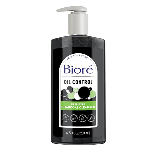 Biore Deep Pore Charcoal Face Wash – Daily Oil Control & Dirt Removal Cleanser for Oily Skin, 6.77 Oz