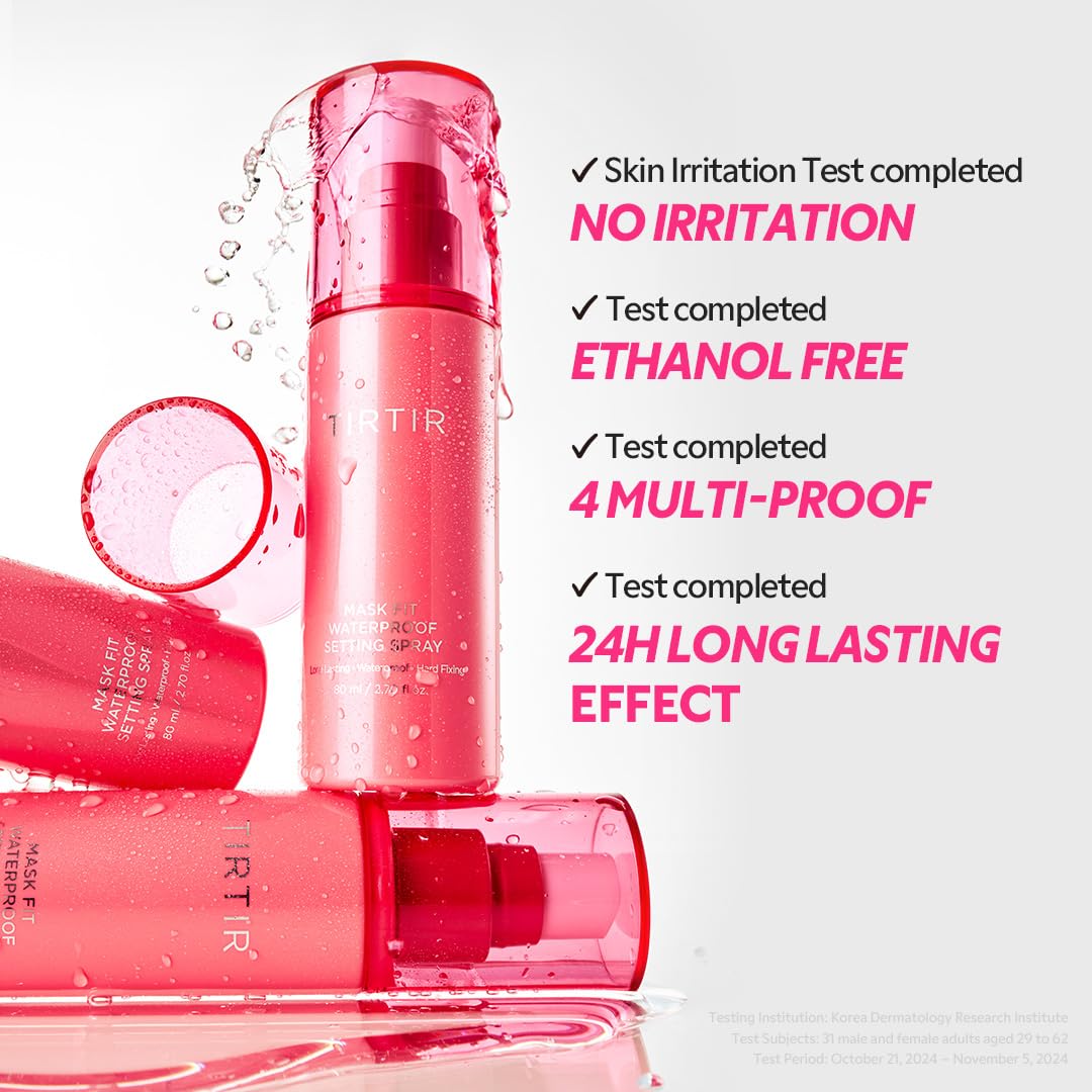 TIRTIR Waterproof Setting Spray – 24H Sweatproof, Long-Lasting Makeup Fixer with Semi-Matte Finish – Ethanol-Free Korean Makeup Mist