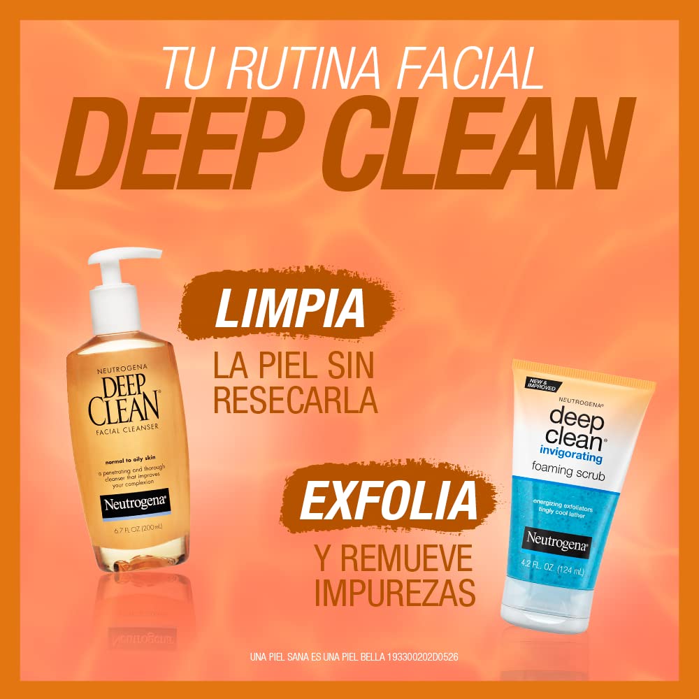 Neutrogena Deep Clean Daily Facial Cleanser with Beta Hydroxy Acid – Oil-Free, Non-Comedogenic Face Wash for Normal to Oily Skin, 6.7 fl oz