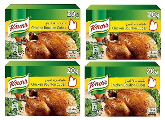 Knorrs Chicken Bouillon Cubes Pack of 4 – Rich Flavor for Soups, Stews & Meals (Imported)