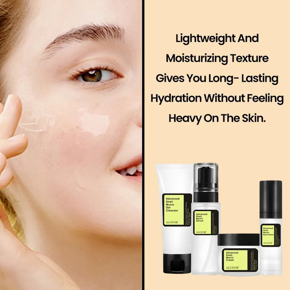 ALUSVIR Korean Snail Essence – Hydrating & Rejuvenating Serum with Snail Mucin, Vitamin C & Hyaluronic Acid | Anti-Aging, Brightening & Moisturizing | For All Skin Types