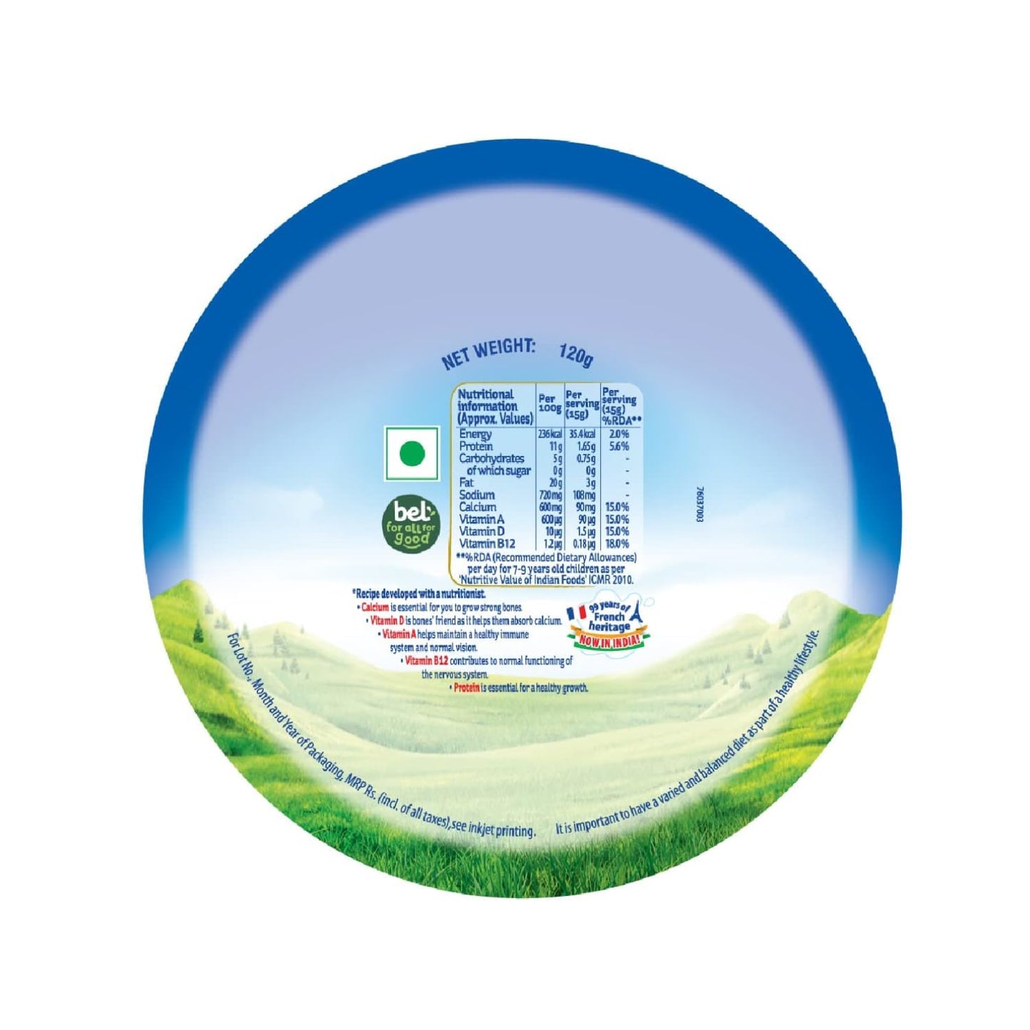 The Laughing Cow Original Creamy Cheese Triangles | Rich Taste with 5 Essential Vitamins, Minerals & Protein | Pack of 3 x 120g (Imported, Vegetarian)