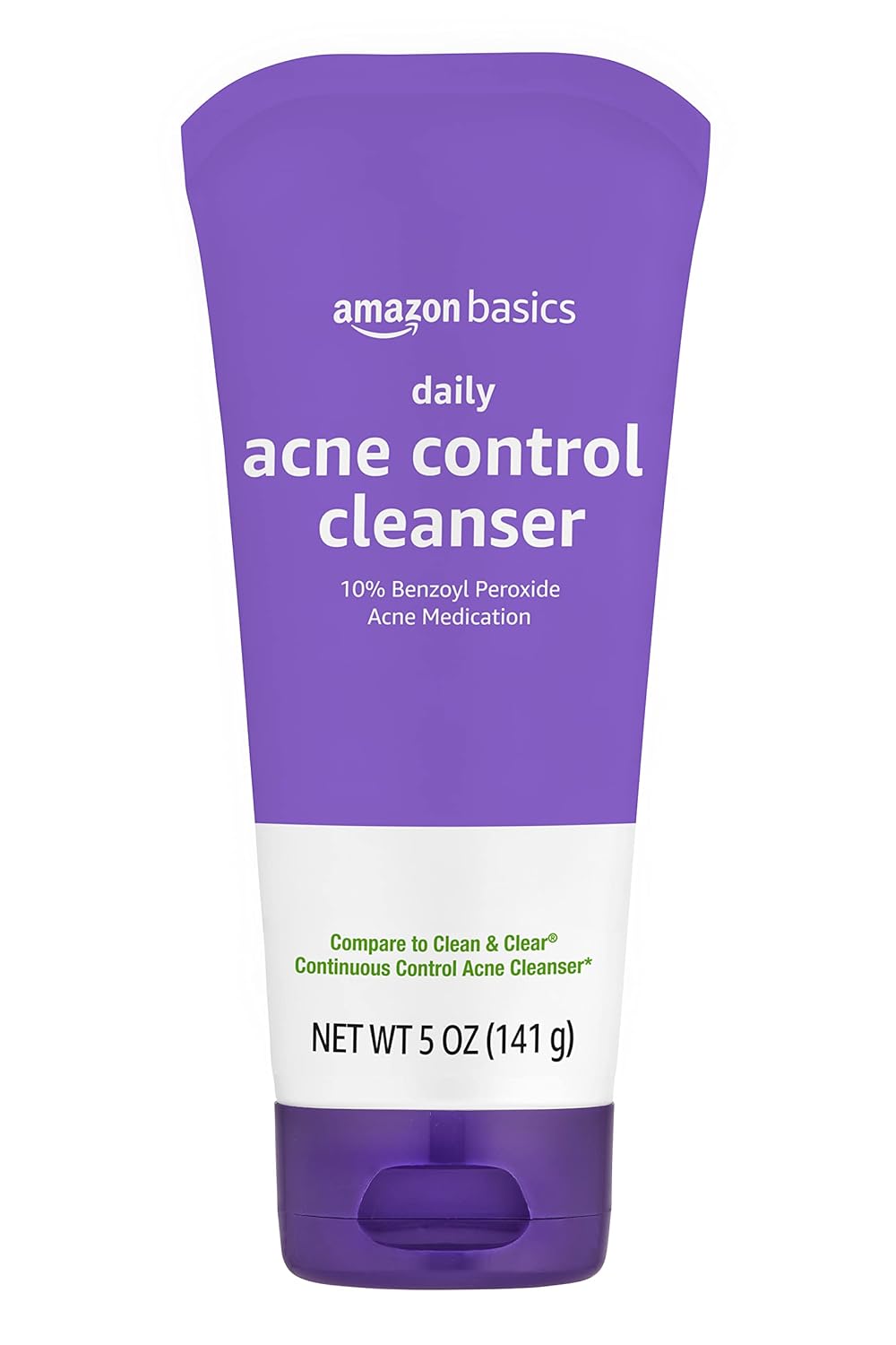 Amazon Basics Acne Cleanser Face Wash | Daily Control with 10% Benzoyl Peroxide | Maximum Strength Acne Treatment