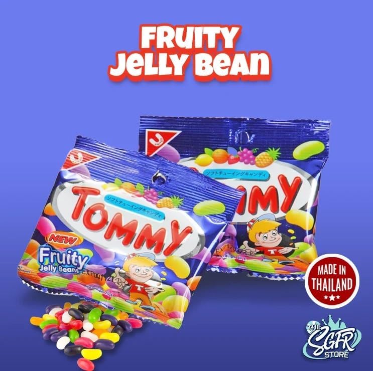 Tommy Fruity Jelly Beans | Assorted Fruit Flavoured Soft Chewy Candy | 12 Pouches x 15g (Imported, Vegetarian)