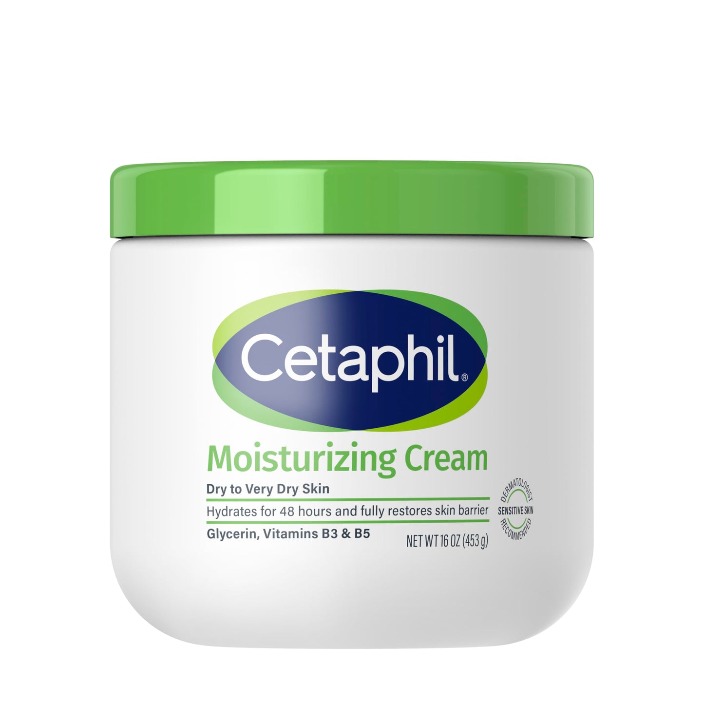 Cetaphil Face & Body Moisturizing Cream – 48H Hydration for Dry to Very Dry, Sensitive Skin, 16oz 2-Pack, Fragrance-Free, Dermatologist Recommended