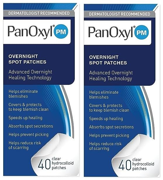 PanOxyl PM Overnight Spot Patches – Advanced Hydrocolloid Acne Healing Dots for Faster Recovery (40 Count, Fragrance-Free)
