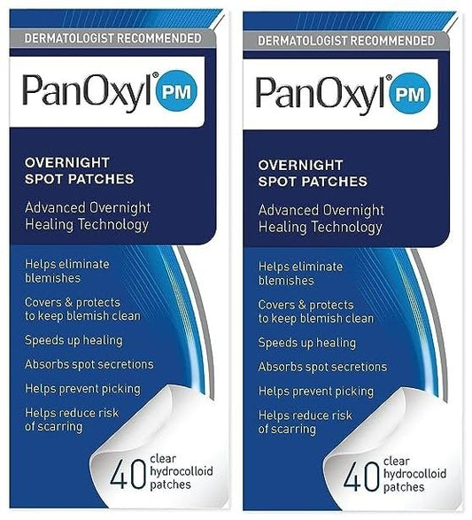 PanOxyl PM Overnight Spot Patches – Advanced Hydrocolloid Acne Healing Dots for Faster Recovery (40 Count, Fragrance-Free)