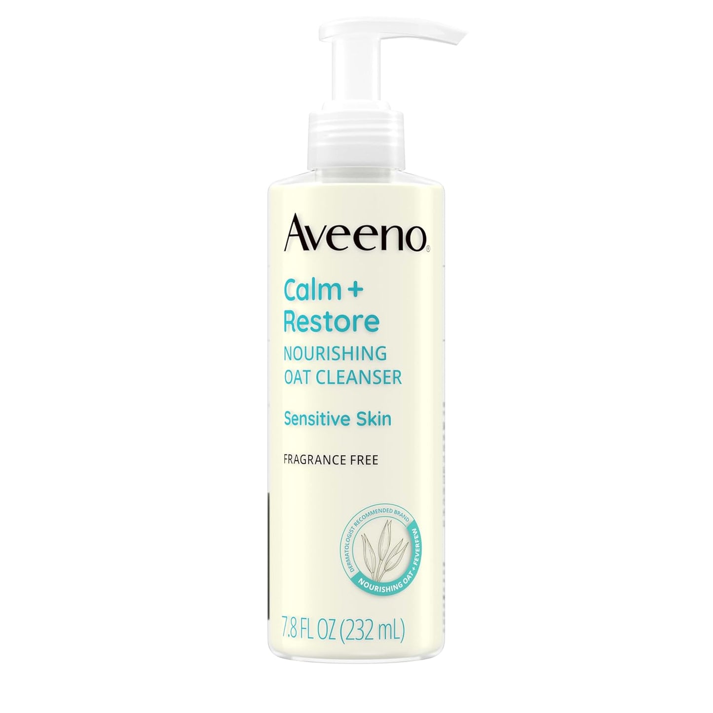 Aveeno Calm + Restore Oat Facial Cleanser – Hydrating & Soothing for Sensitive Skin (7.8 oz)
