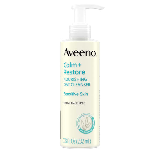 Aveeno Calm + Restore Oat Facial Cleanser – Hydrating & Soothing for Sensitive Skin (7.8 oz)