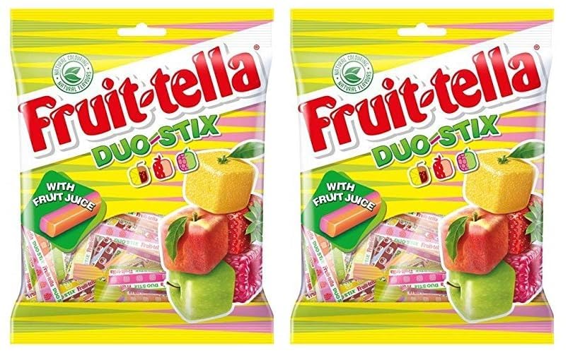 Fruittella Duo Stix – Assorted Chewy Fruit Candies with Real Juice, 135g x 2 (UK)