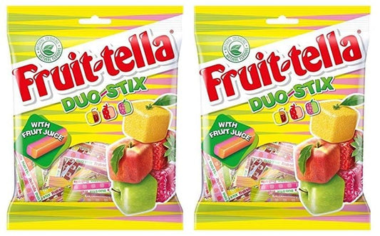 Fruittella Duo Stix – Assorted Chewy Fruit Candies with Real Juice, 135g x 2 (UK)