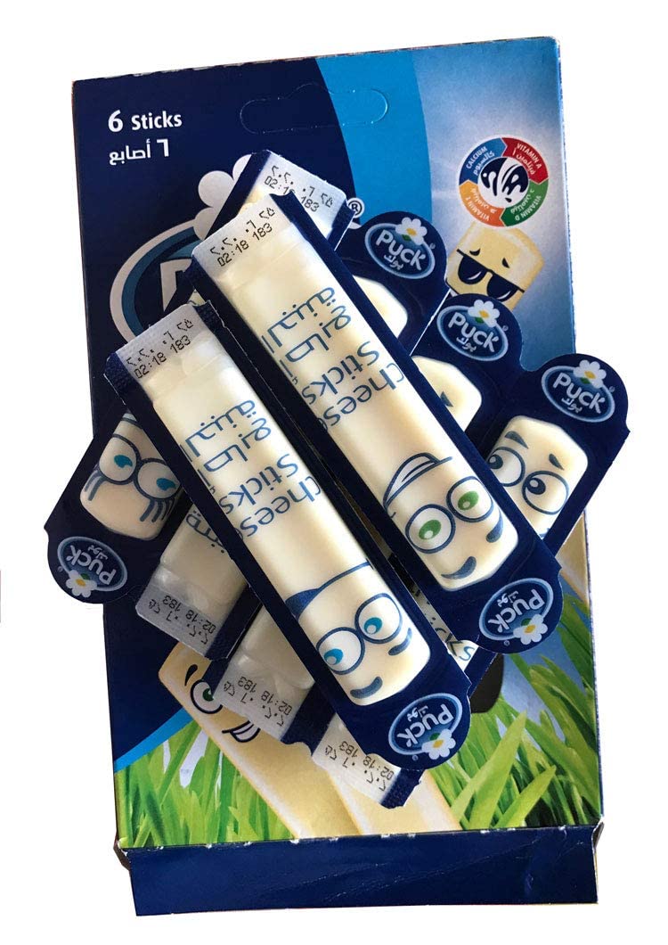 Puck Cheese Sticks – Creamy & Smooth Snack Cheese | 6 Individually Wrapped Portions, 108g (Pack of 2, Imported)