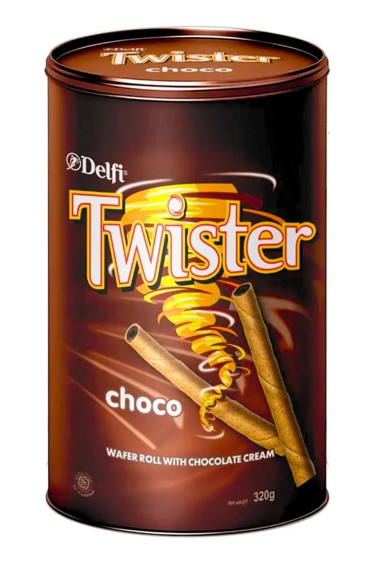 Delfi Twister Chocolate Wafer Rolls 320g Tin – Imported Crispy Wafer with Creamy Chocolate
